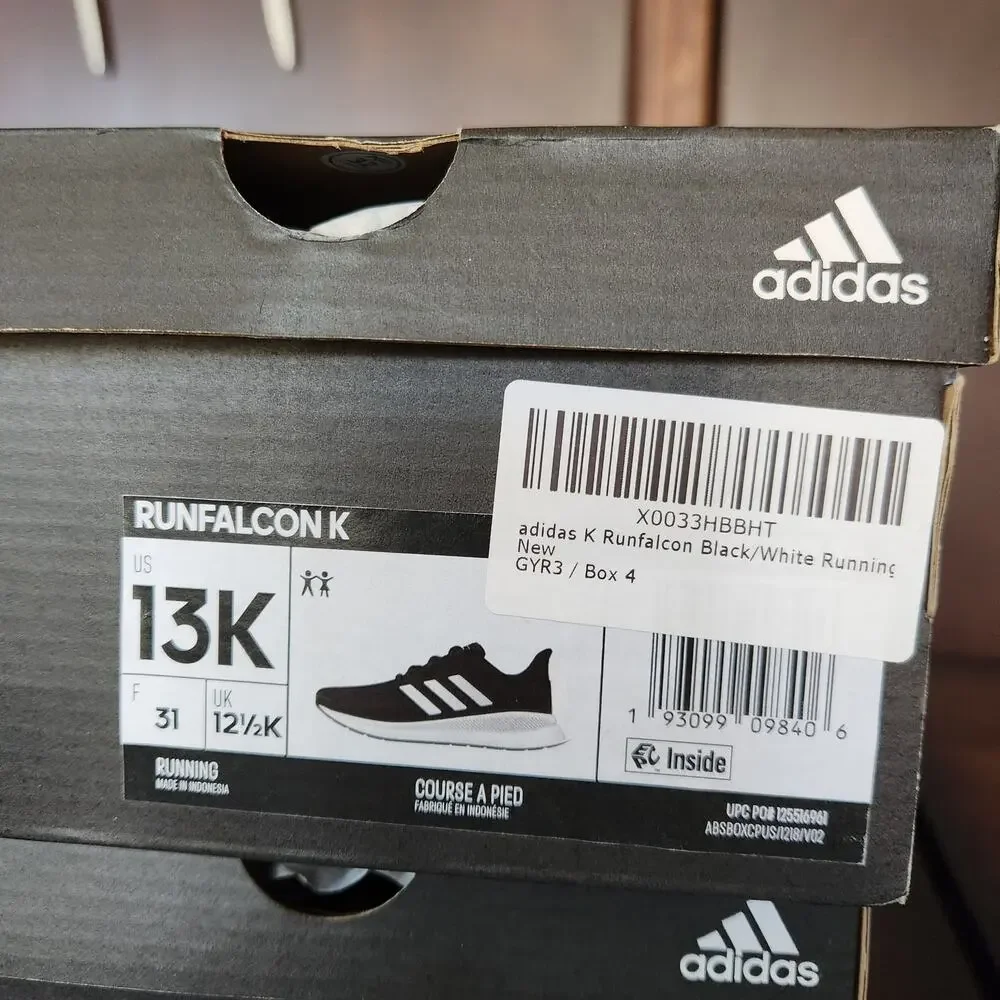 adidas K Runfalcon Black/White Running Shoes 13